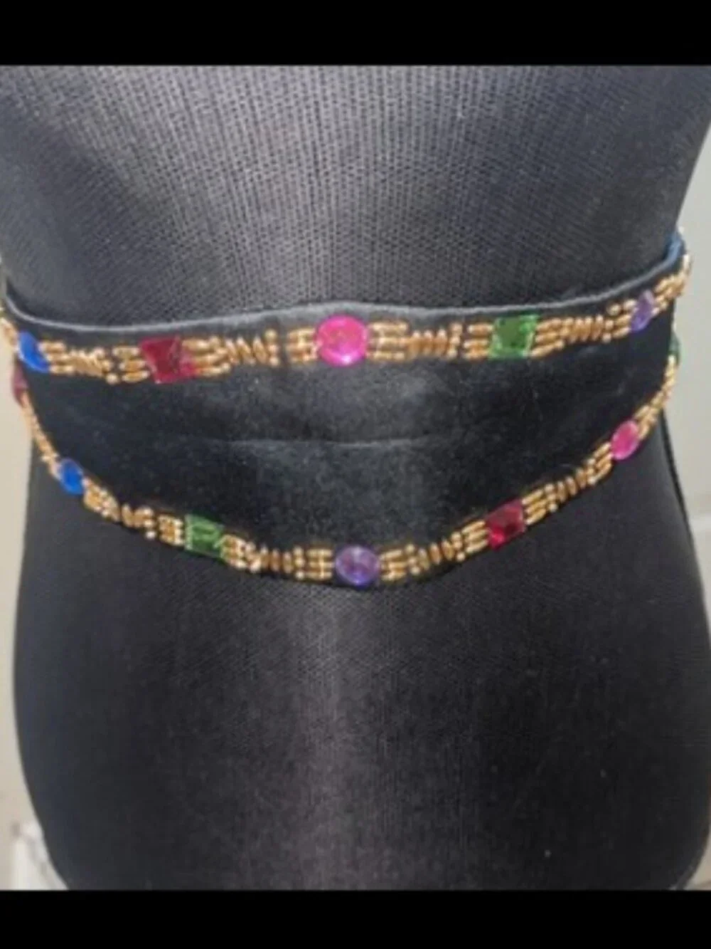 Womens Vintage 80s Beaded Belt Cummerbund